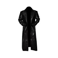 lp-facon morpheus trench coat long en cuir pour homme noir, noir , xs