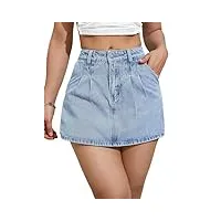 floerns jupe-short en jean taille haute pour femme avec jupe plissée décontractée, bleu ciel, 30
