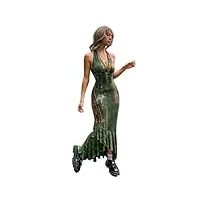robes pour femmes robe dos nu à ourlet volanté tie dye - vert foncé, décontractée, sans manches, taille haute, coupe ajustée (color : dark green, size : l)