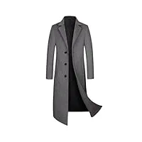 imosei manteau laine， automne laine x-long trench coat hommes laine long manteau grande taille trench coat (color : dark grey, size : xxxl)