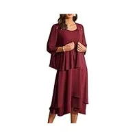 grace karin lot de 2 robes élégantes à col rond sans manches pour femme - cardigan en tulle - robe trapèze en mousseline, bordeaux, 48