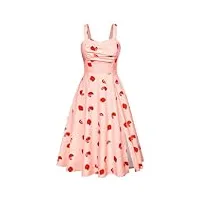belle poque robe midi plissée sans manches pour femme style années 1950, rose fraise, xxl