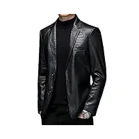 pulcykp veste en cuir synthétique pour homme - style décontracté - blazer - manteau noir, noir , m