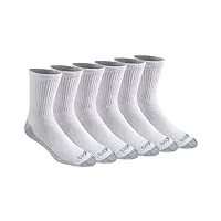 dickies dri-tech chaussettes contrôle de l'humidité, longueur confortable blanc (6 paires), m homme