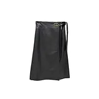 jupe trapèze taille haute à lacets avec boucle en métal pour femme, noir , 40