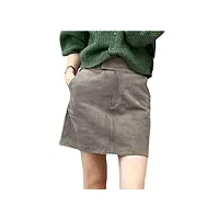 haitpant mini jupe en daim pour femme - automne coréen - simple - taille haute et large - polyvalente - jupe cargo courte, gris, 36