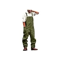 kawehiop combinaison de travail pour hommes à la mode, streetwear professionnel et confortable, pantalon de travail à bretelles amples en polyester durable, armée verte, xxl