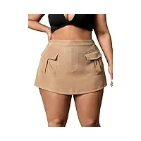 floerns jupe-short d'entraînement solide avec poche à rabat pour femme, kaki, 3xl/plus