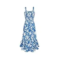 grace karin robe trapèze à fleurs pour femmes maxi sans manches à bretelles spaghetti de vacances l fleurs bleues sur blanc