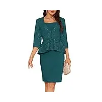 grace karin robe crayon moulante tenue d'affaires coupe ajustée à manches 3/4 chemisier blazer gilet robe sans manches moulante 2xl bleu vert