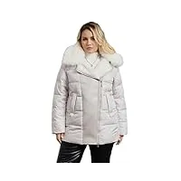 hcclijo femmes veste d'hiver grande taille doudoune grand col de fourrure À capuche couture Épaissie polaire manteau en peluche m430 beige 3xl