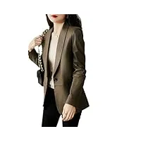 veste en cuir pour femme - blazer en peau de mouton - col simple - style chic - pour bureau, rock en8, m