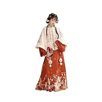 ming style hanfu jupe queue de cheval automne et hiver style chinois peluche floral princesse jupe traditionnelle robe chinoise, set 2, 40