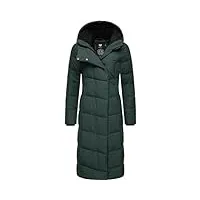 ragwear manteau d'hiver chaud matelassé long avec capuche pour femme - taille xs à 6xl, vert foncé 023, s