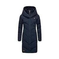 ragwear natalka ii manteau d'hiver chaud matelassé long imperméable respirant avec capuche pour femme s-xl, bleu marine, xl