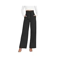dayaemmotq pantalon de costume décontracté et polyvalent pour femme - pantalon large avec ceinture - pour le printemps et l'été, noir , s
