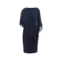 gina bacconi robe cape en mousseline de soie à épaules per cocktail, bleu marine, 48 femme