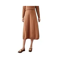 jupe en cachemire pour femme - taille haute - jupe unie - jupe trapèze en tricot, kaki doré 9, taille unique