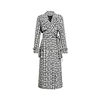 suicra manteaux pour femmes casual print belted double-sided coat temperament commuter high-end mid-length trench coat (color : black, size : s)