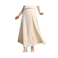 dbfbdtu jupe plissée taille haute en cachemire pour femme, ivoire, taille unique