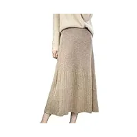 jupes pour femme en laine tricotée longueur genou jupe élastique taille haute jupe trapèze jupe pull solide, t544 se, 44
