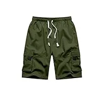 nanameei shorts cargo homme elastique shorts et bermudas militaire homme casual shorts montagne multi poches grande taille vert armée xl