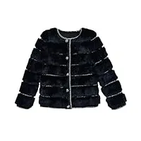 ornrjfll veste d'hiver polyvalente pour femme, col rond, couleur unie, manteau court en laine noire, 1, l