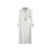 suwequest manteau long en cuir synthétique pour femme à double boutonnage pour printemps et automne, blanc, l