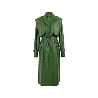 suwequest manteau long d'automne en cuir synthétique pour femmes à simple boutonnage élégant revers ample couleur unie manteau, en8, l