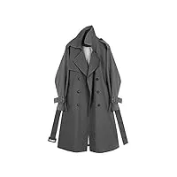 sukori manteaux pour femme vestes for femmes automne longue trench-manteau à double boutonnage windwear windowear coupe-vent de mode chic (color : dark gray, size : us-size s)