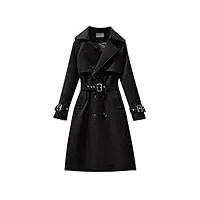 sukori manteaux pour femme fashion office lady outwear vestes chic long trench coat for femmes double coupe-lachette avec cervelier créateur breaker femme (color : black, size : us-size s)
