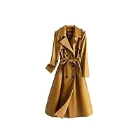 manteau long d'hiver en peau de mouton artificielle pour femme, trench-coat en faux cuir À revers, grande taille, double boutonnage