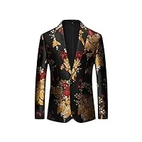 costume de queue d'hirondelle deux pièces pour homme - coupe ajustée - blazer jacquard et pantalon, veste de costume noire, l