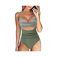 maillot de bain une pièce de grande taille pour femme - maillot de bain fermé pour piscine, plage, sexy (couleur : vert, taille : 2x-lcode) (vert 2x)