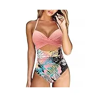 beach wear maillot de bain une pièce sexy de grande taille pour femme - maillot de bain fermé pour piscine (couleur : rose, taille : x-lcode) (rose 2x)