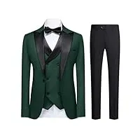 youthup costume homme 3 pièces slim fit col fendutuxedo de smoking blazer gilet et pantalon mariage business vert xxl