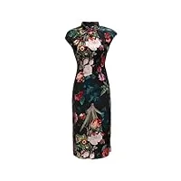 adhdyuud robe vintage à imprimé floral pour femme, col montant, boutonnée, fesses, couleurs mixtes, m
