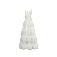 adhdyuud robe d'été vintage à volants pour femme avec col en v et perles, blanc, xl
