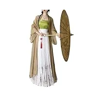 jyhbhmzg manteau long avec jupe plissée hanfu élégant et simple de la dynastie chinoise de la chanson améliorée pour femme, color1 ensemble complet, m