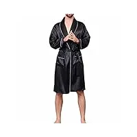garcan pyjama décontracté noir grande taille pour hommes, peignoir soyeux confortable, chemise de nuit, vêtements de maison