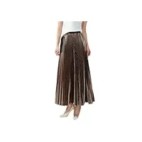 hgvcfcv jupe plissée pour femme - taille élastique - solide - décontractée - vêtements de bureau - jupe midi d'été, café, 40