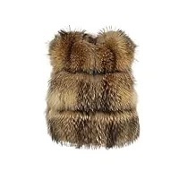 oftbuy veste d'hiver gilet femmes grand moelleux réel manteau de fourrure naturel fourrure de raton laveur épais chaud vêtements d'extérieur streetwear gilet