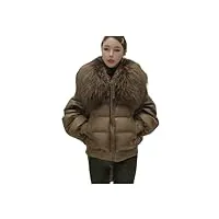 oftbuy veste d'hiver ample en duvet de canard 90% pour femme, manteau ample et chaud en vraie fourrure de raton laveur, grand col, épais et chaud, streetwear