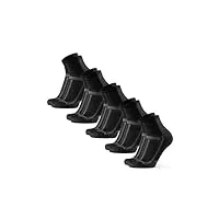 danish endurance 5 paires chaussettes de running longue distance, anti-ampoules, soutien voûte plantaire, homme femme noir/gris 43-47