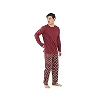 tramas+ pyjama pour homme avec manches longues et pantalon long, pour toutes les saisons, ensemble de vêtements de nuit, taille élastique, 100% coton