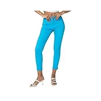 nina carter p056 jean pour femme coupe skinny taille haute, bleu turquoise (p109-51), xl