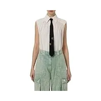 elisabetta franchi chemise évasée en georgette de viscose avec cravate lettering ca03941e2 beurre, blanc, medium