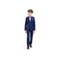 cocolina4kids stan-dar ensemble de costume de communion pour garçon, veste de gentleman, chemise, pantalon, nœud papillon, bleu roi, 134 cm