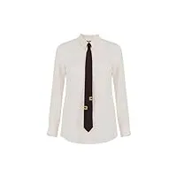 elisabetta franchi chemise droite en georgette de viscose avec cravate lettering ca04041e2 beurre, blanc, small
