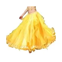 disimlarl accessoire de danse du ventre - jupe longue - jupe de performance fendue sur le côté, doré, taille unique